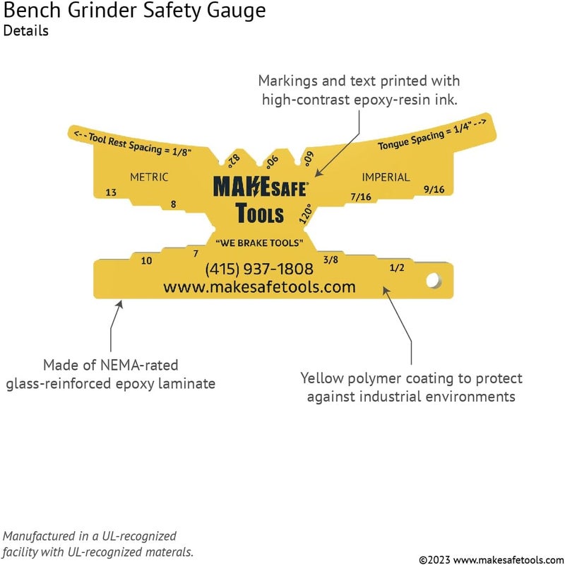 MAKESAFE BENCH GRINDER SAFETY GAUGE & MULTI-TOOL (50) - Image 2